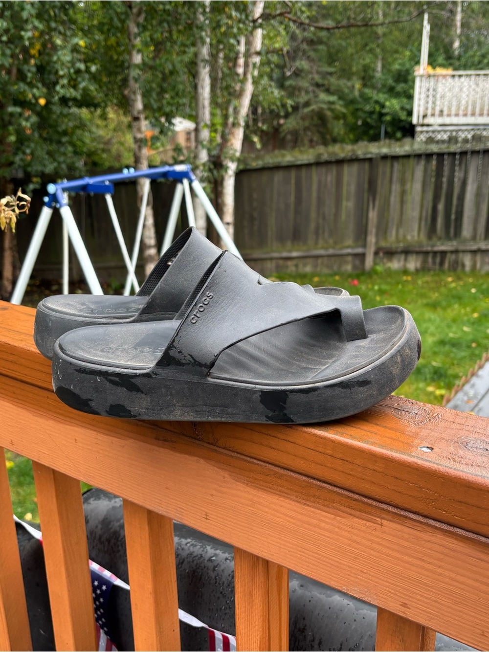 CROCS Women's Black Slide Platform Sandals